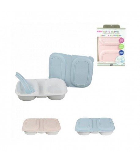 Compartmented meal box with 2 place settings