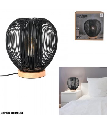 BLACK WIRED BALL TABLE LAMP
