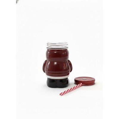 MASON JAR Bocal en verre en forme de Père Noël et paille rayée 45 CL– Gobelet amusant pour les enfants lors des fêtes.