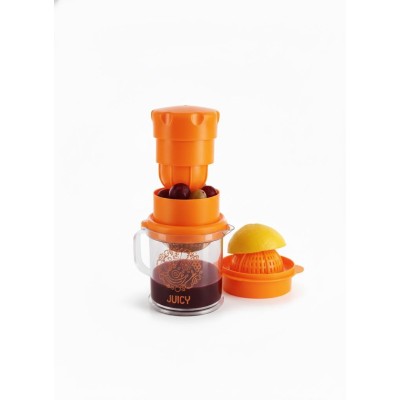 Presse-agrumes et multi-fruits contenant intégré Détox Juicy Transparent orange ,rose ou vert Plastique