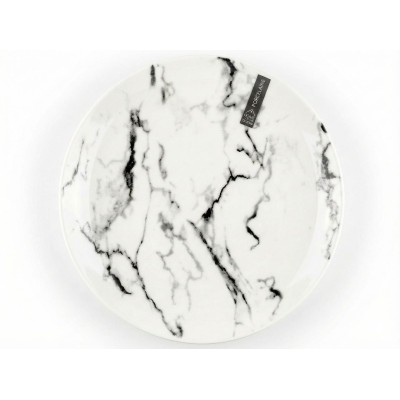 Assiette en porcelaine à effet marbre noir et blanc 20