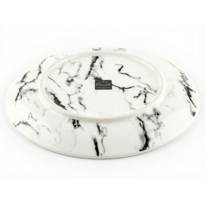 Assiette en porcelaine à effet marbre noir et blanc 20