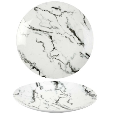 Assiette en porcelaine à effet marbre noir et blanc 20