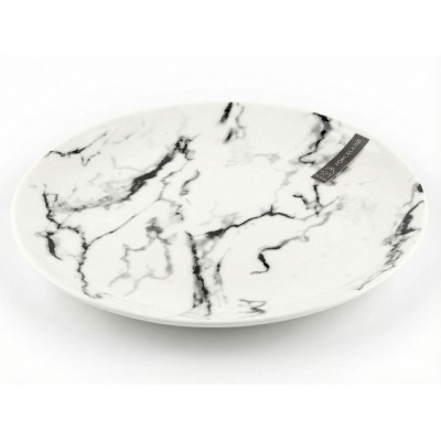 Assiette en porcelaine à effet marbre noir et blanc 20