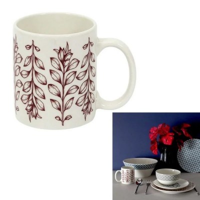 MUG COTTAGE PORCELAINE Motif rouge - 35 cl