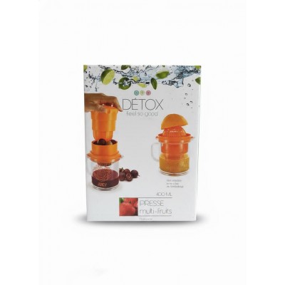 Presse-agrumes et multi-fruits contenant intégré Détox Juicy Transparent orange ,rose ou vert Plastique