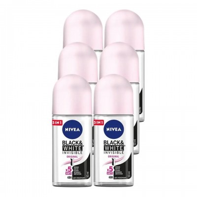 NIVEA Black & White Déodorant Roll-on Invisible Anti-transpirant 5 en 1 Femme