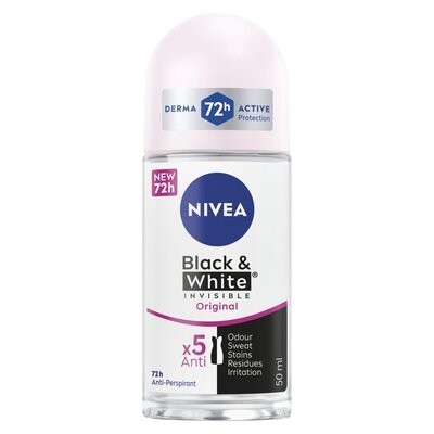 NIVEA Black & White Déodorant Roll-on Invisible Anti-transpirant 5 en 1 Femme