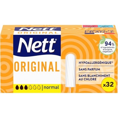 Nett Original Tampon sans Applicateur, Normal, Boite de 32 Tampons