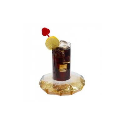 Porte-gobelet gonflable à paillettes dorées