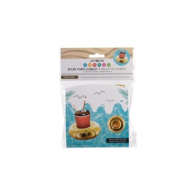 Porte-Gobelet Gonflable Paillettes Dorées – Piscine | Senbonsplans Dakar