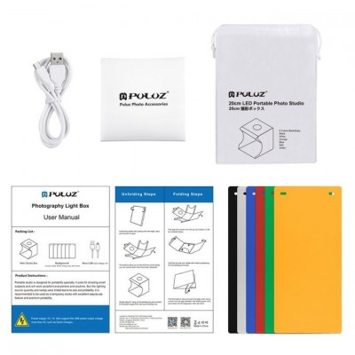 Puluz Foldable Mini Photo Studio LED – 6 Color Backdrops | Senbonsplans Dakar