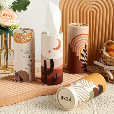 boîtes à mouchoirs rondes bohème pour voiture avec mouchoirs cylindriques pour voiture