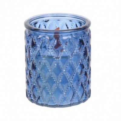 Bougie en verre ciselé à mèche en bois