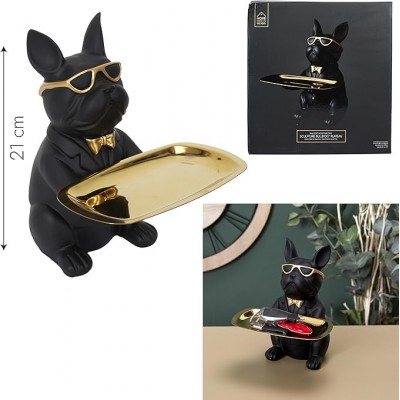 Black Bulldog Statue Catchall Tray