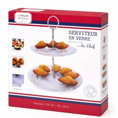 2-Tier Glass Serving Stand with Handle – Senbonsplans