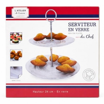 2-Tier Glass Serving Stand with Handle – Senbonsplans