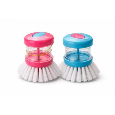 Brosse à vaisselle portable multifonctionnelle avec distributeur de savon intégré