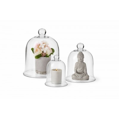 Trois cloches décoratives en verre