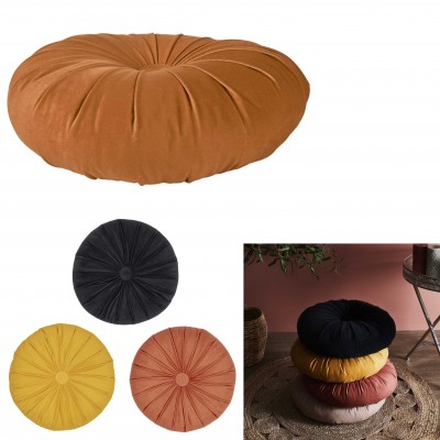 Round velvet cushion approximately 40 cm in diameter