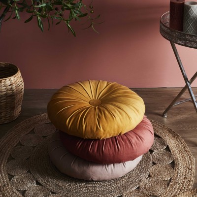 Coussin rond en velours d'environ 40 cm de diamètre