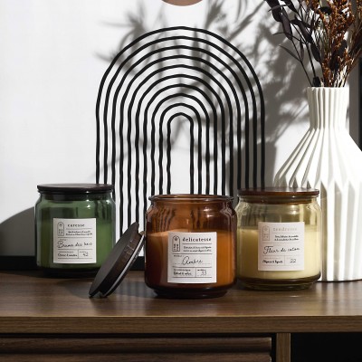 Bougie parfumée en pot avec couvercle – Senteur naturelle – Décoration maison