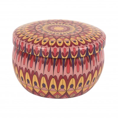 ROUND METAL MANDALA CANDLE.