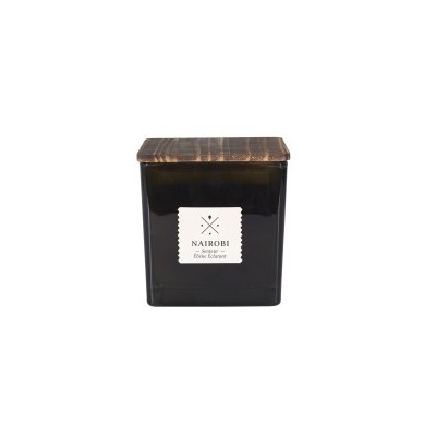 Bougie Parfumée 8cm Pot Verre Carré Couvercle Bois | Senbonsplans Dakar