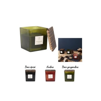 Bougie parfumée en pot carré avec couvercle – Ambiance décorative