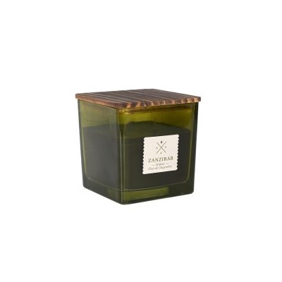 Scented Candle 8cm Square Glass Pot Wood Lid | Senbonsplans Dakar