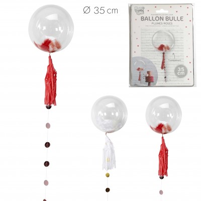Ballon décoratif transparent avec confettis et pampilles