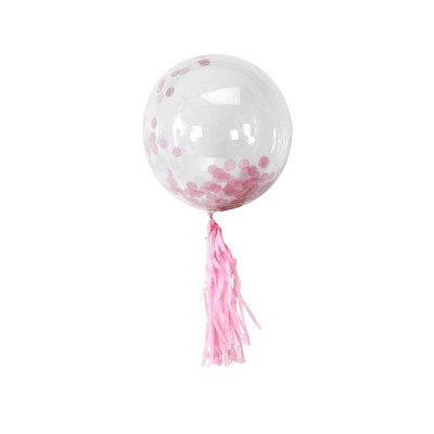 Ballon décoratif transparent avec confettis et pampilles