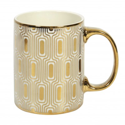 Decorative Ceramic Mug with Gold Handle – Elegant Coffee Cup