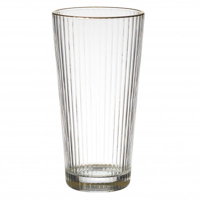 40cl transparent ribbed glass with gold rim