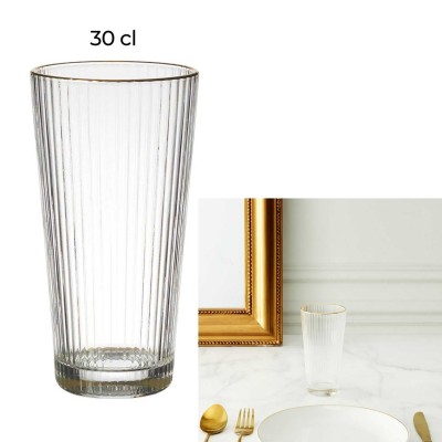 GOLD EDGE 40 CL RIBBED GLASS A1/M24