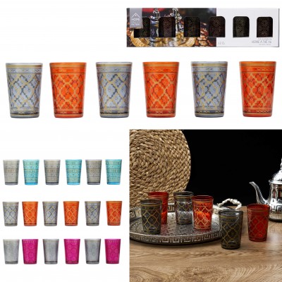Set of 6 colorful Mirage tea glasses with elegant design - Senbonsplans Dakar