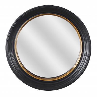 Round Decorative Wall Mirror Black & Gold – Modern Design