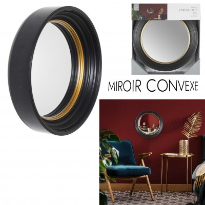 Round Decorative Wall Mirror Black & Gold – Modern Design
