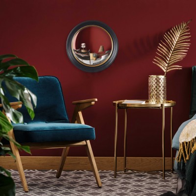 Round Decorative Wall Mirror Black & Gold – Modern Design