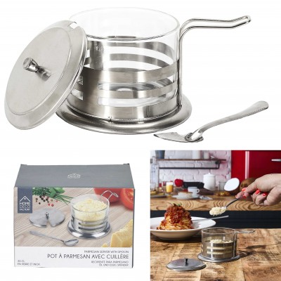 Stainless Steel Parmesan Cheese Shaker with Spoon