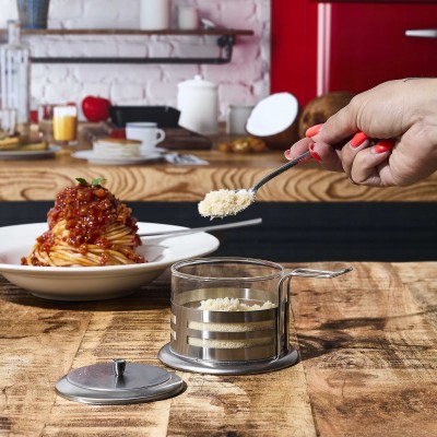 Stainless Steel Parmesan Cheese Shaker with Spoon