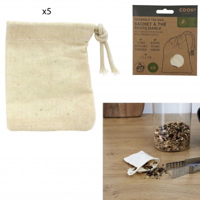 Reusable Natural Fiber Tea Infuser Bag with Drawstring