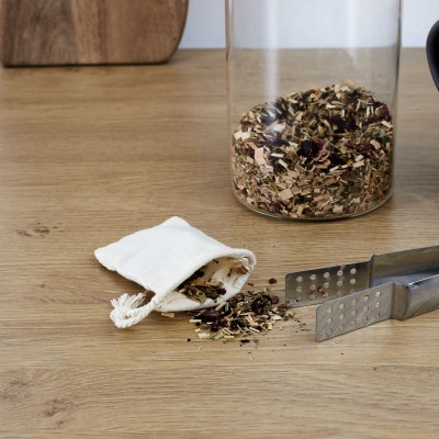 Sachet d’infusion réutilisable en fibre naturelle avec cordon