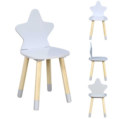 Star-Shaped Kids Chair with Wooden Legs