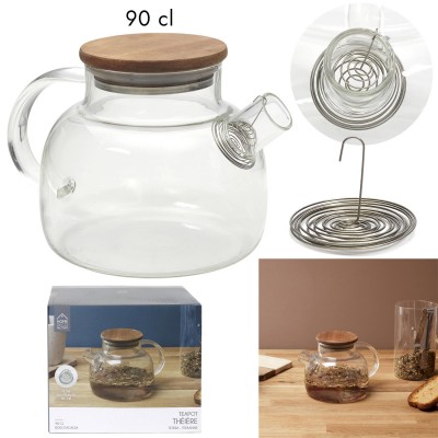 Théière Verre Acacia 90cl - Couvercle Bois | Senbonsplans Dakar