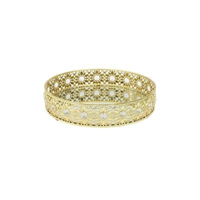 Plateau Rond Métal Doré 25 cm | Plateau Service Élégant Dakar
