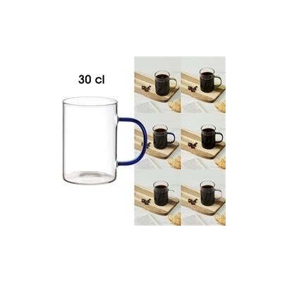 Tasse Verre 30cl Poignée Colorée - Design Moderne | Senbonsplans Dakar