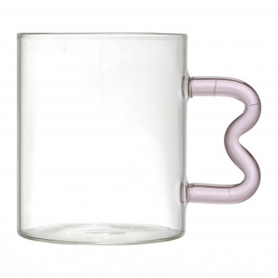 Tasse en verre transparent avec anse colorée design