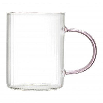 Small Clear Glass Mug with Colored Handle