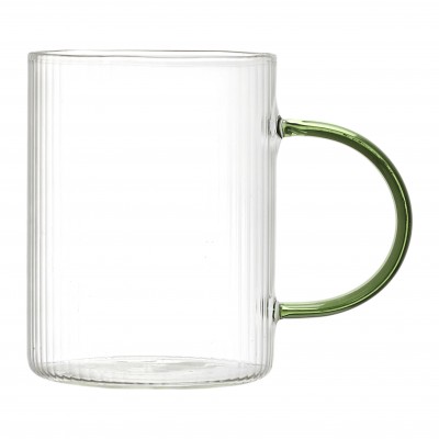 Small Clear Glass Mug with Colored Handle